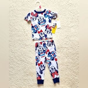 New boy and girl unisex classic Disney Mickey and Minnie mouse patriotic pajama